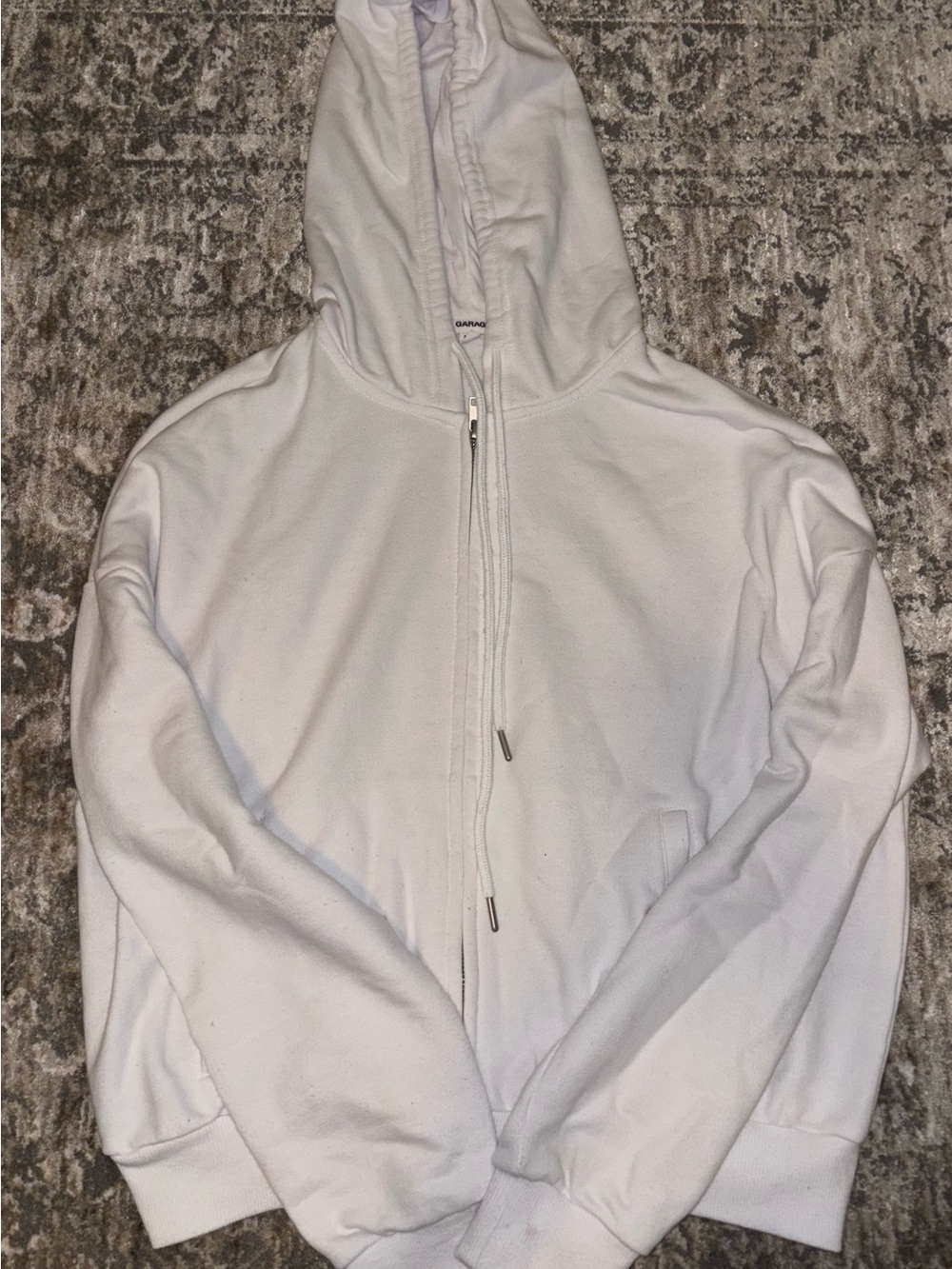 Garage White Full-Zip Hoodie